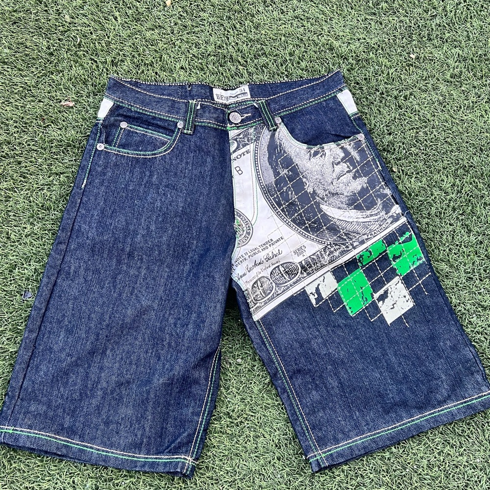 Ed Hardy Blue Jean Shorts with Graphic Design